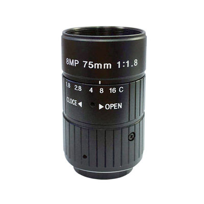 HD 8MP 75mm CCTV Camera C Mount Lens Manual Iris Manual Focus F1.8 Aperture 1" Image Format Industrial Camera Lens