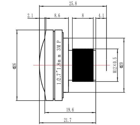 1/1.8″ 1.8mm F2.8 3mp 185 degree M12 fisheye wide angle lens with IR correction
