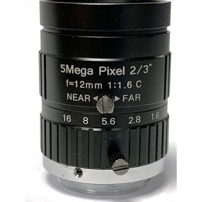 Low Distortion Industrial Machine Vision Lens 12mm 2/3 For 5MP Sensor