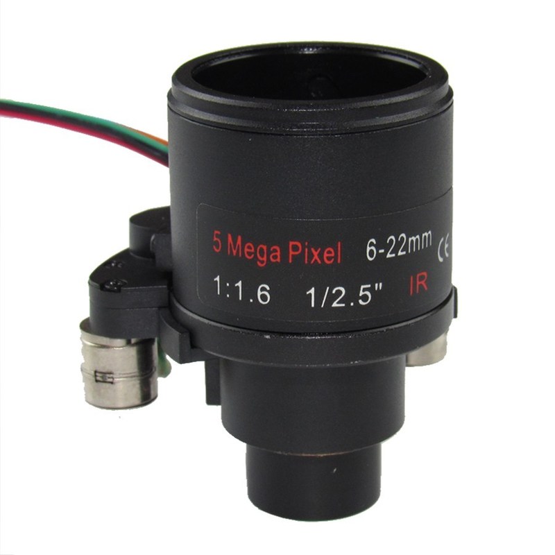 5MP Motor Vari-focal Lenses, 6-22mm surveillance lens, high resolution cctv lens, zoom focus, fixed iris lens