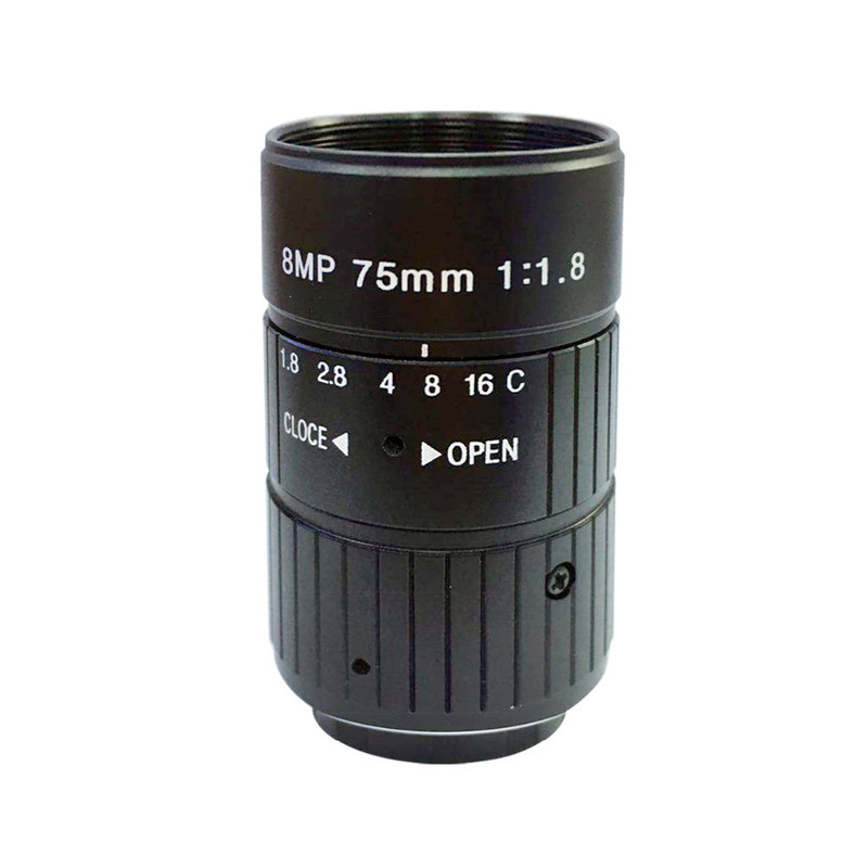 HD 8MP 75mm CCTV Camera C Mount Lens Manual Iris Manual Focus F1.8 Aperture 1" Image Format Industrial Camera Lens